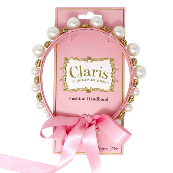 Claris Jewelled Pearl Headband - Pink Poppy