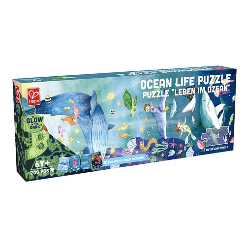 Ocean Life 200pc Puzzle 1.5m long Glow in Dark - Hape