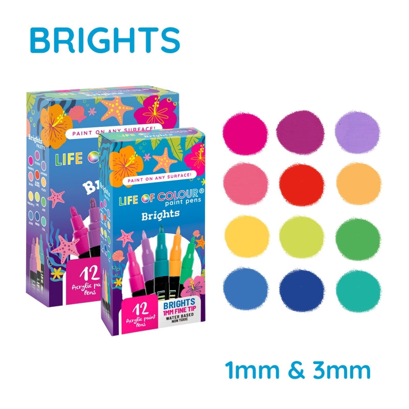 Bright Colour Paint Pens 1mm Fine Tip - Life of Colour