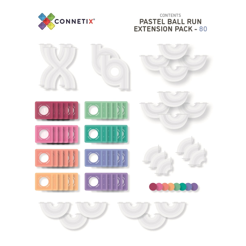 Ball Marble Run Pastel Expansion Pack 80 pieces - Connetix