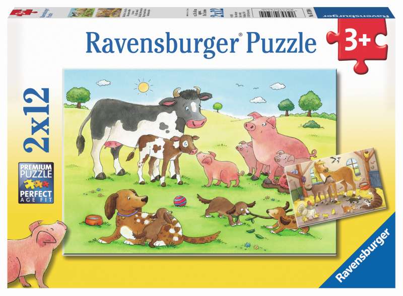 Happy Animal Families 2x12pc Puzzles - Ravensburger
