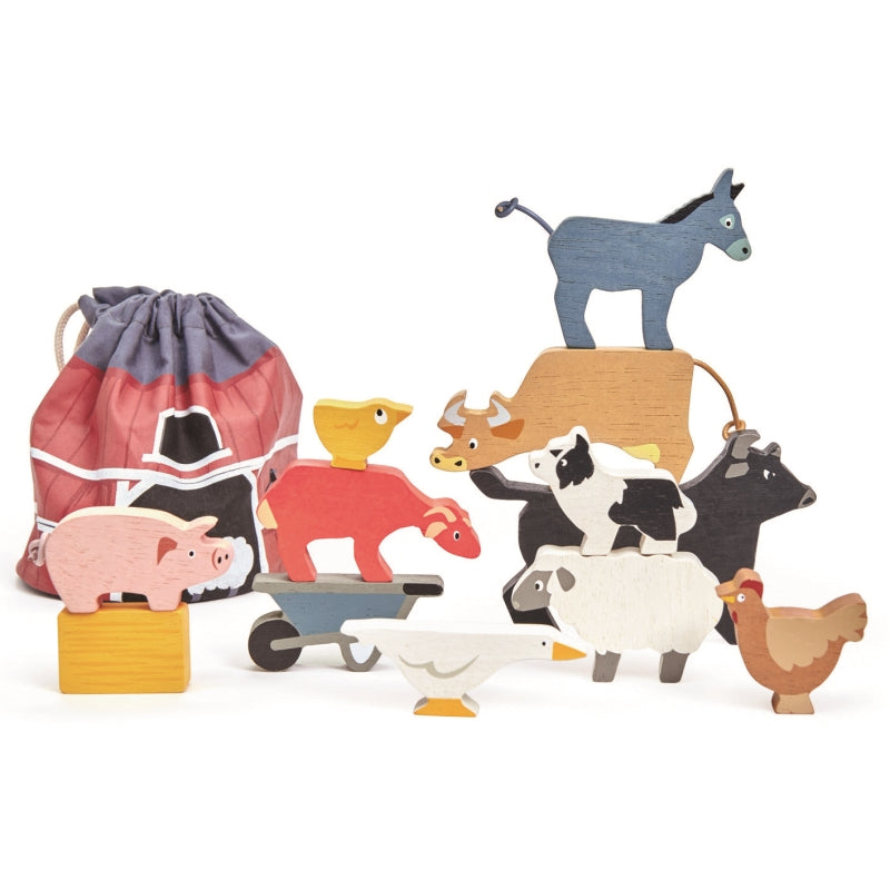 Stacking Farmyard Animals with Bag - Tender Leaf Toys