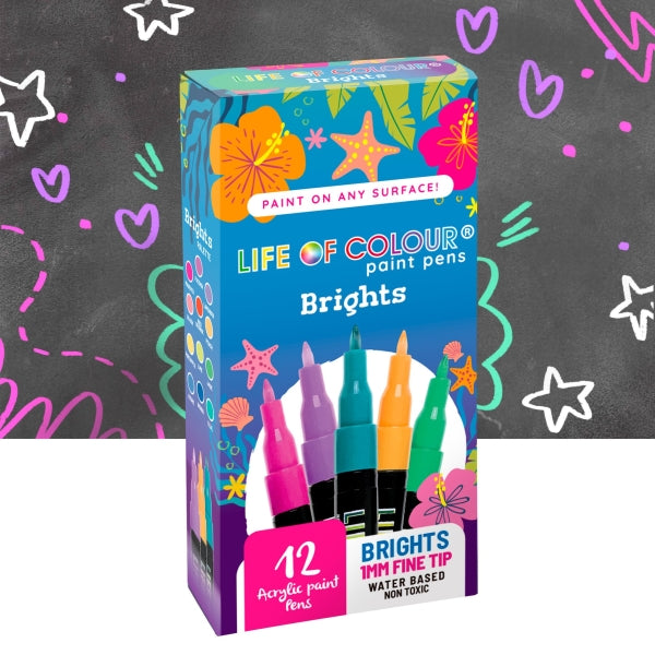 Bright Colour Paint Pens 1mm Fine Tip - Life of Colour