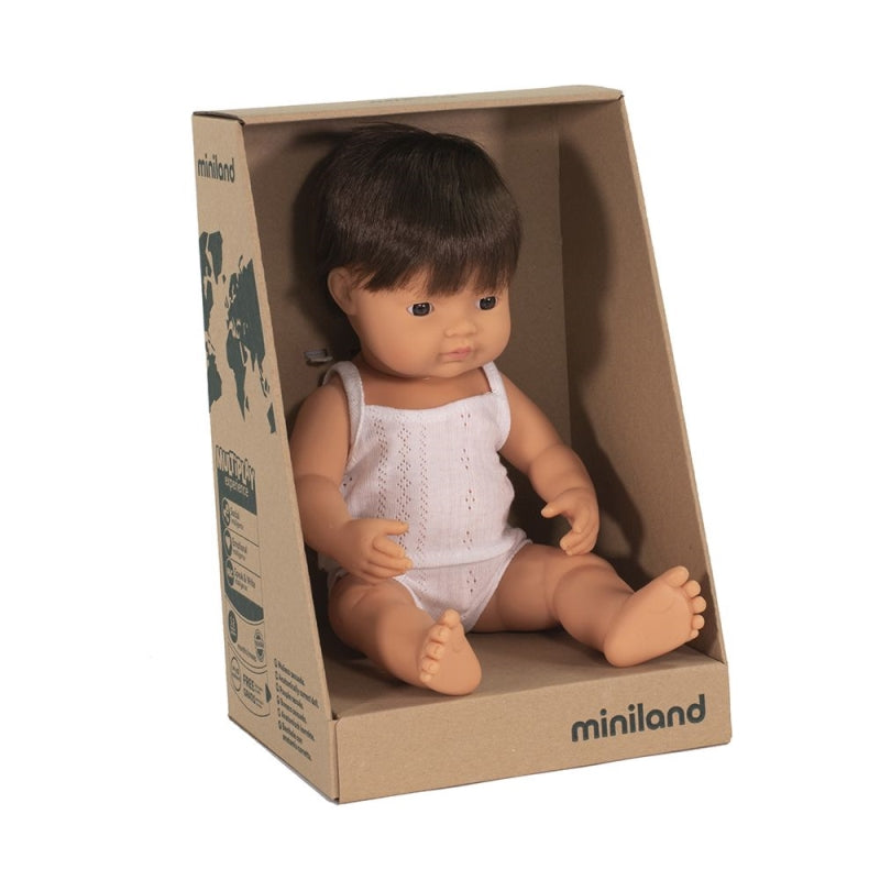 Caucasian Brunette Boy 38cm Baby Doll - Miniland