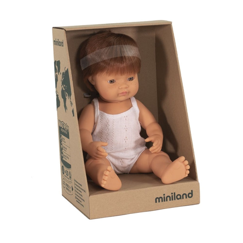 Caucasian Boy Red Hair 38cm Baby Doll - Miniland