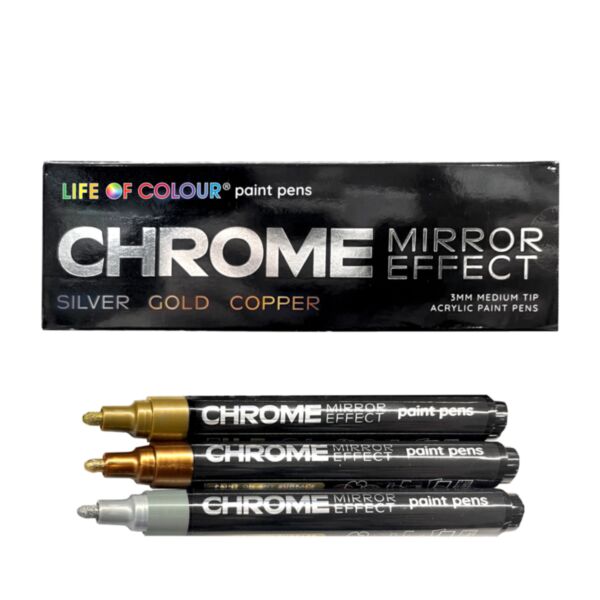 Chrome Mirror Effect Paint Pens  Set of 3 - Life of Colour