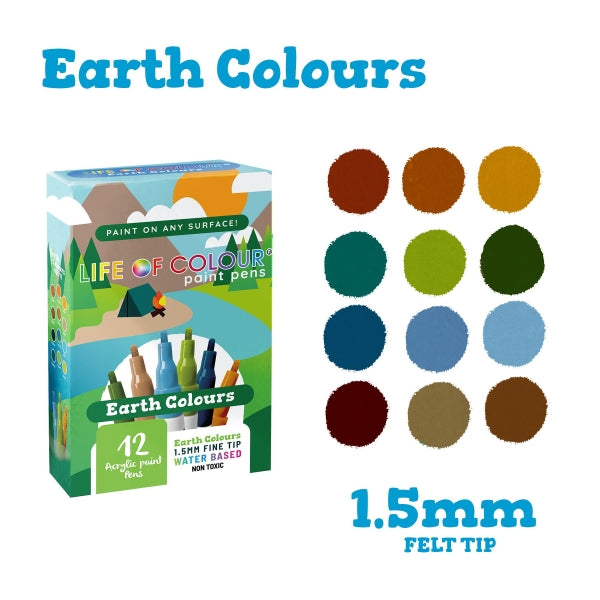 Earth Colours Paint Pens 1.5mm Fine Tip - Life of Colour
