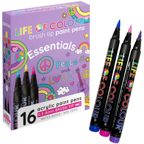 Essential Colours Brush Tip Acrylic Paint Pens - Life of Colour