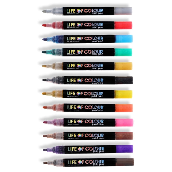Glitter Paint Pens 3mm Medium Tip - Life of Colour