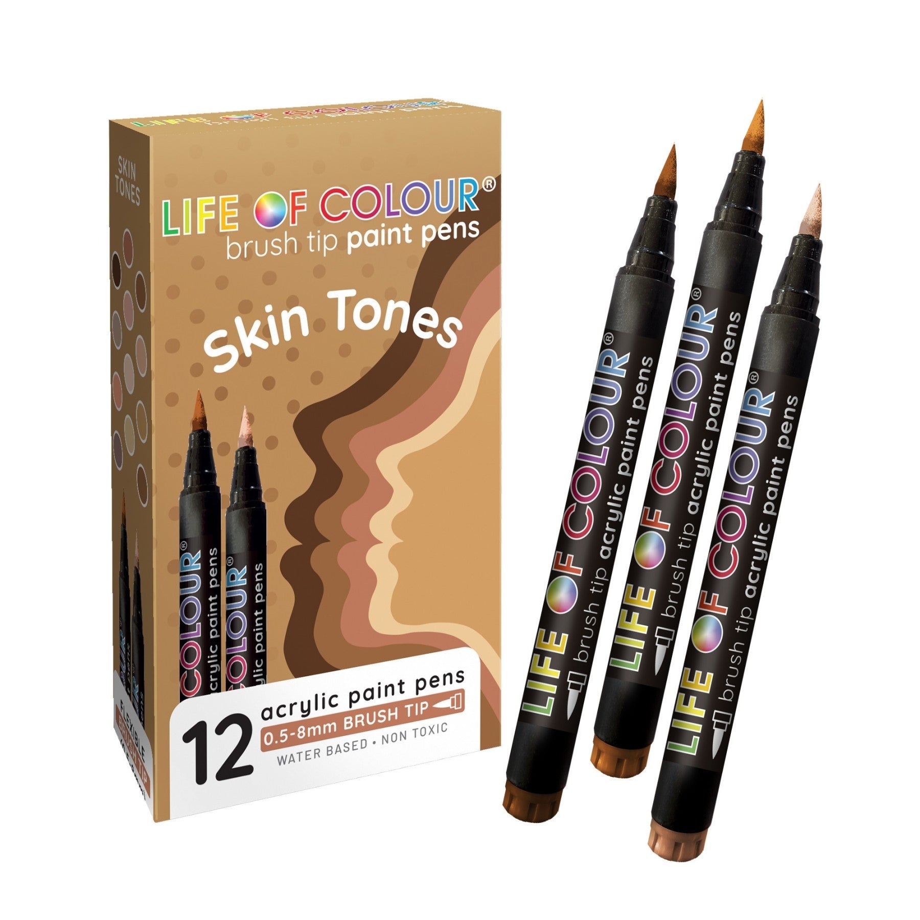 Skin Tone Brush Tip Acrylic Paint Pens - Life of Colour