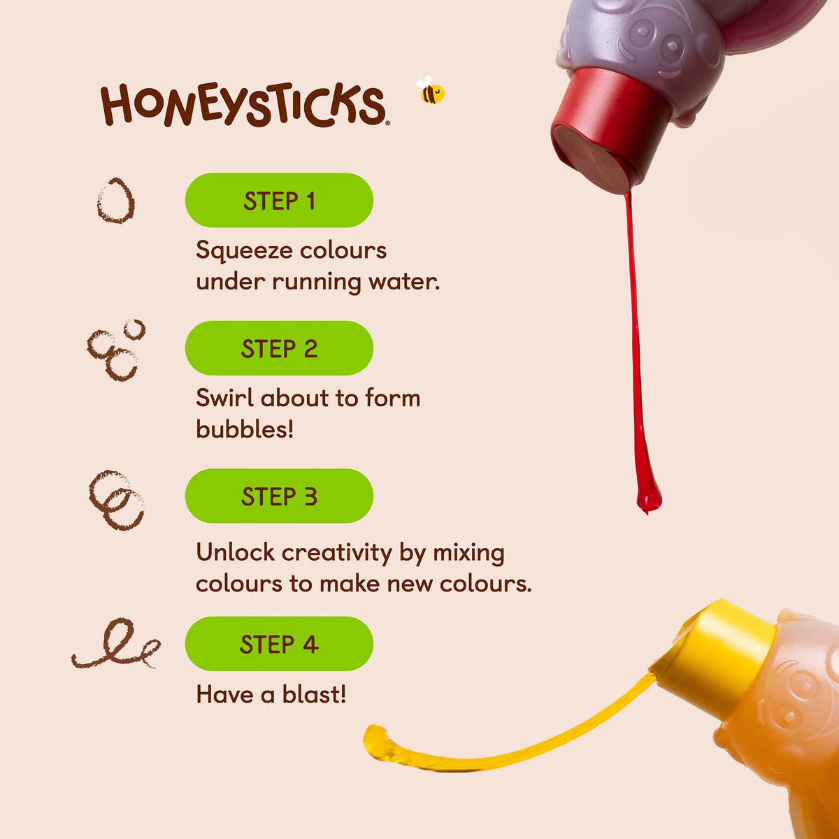 Honeysticks Bubble Bath Colour Mixing 3pk 200ml