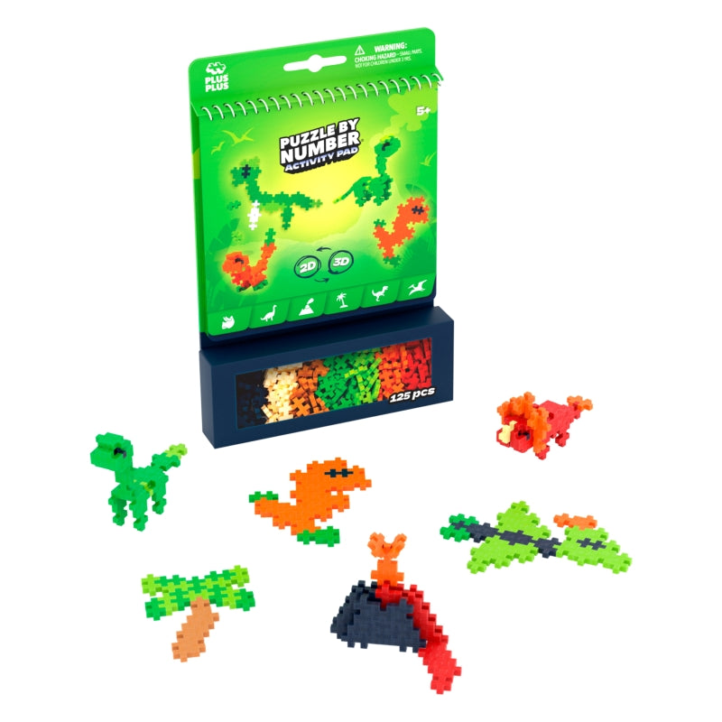 Dinosaur Puzzle by Number Activity Pad - Plus Plus