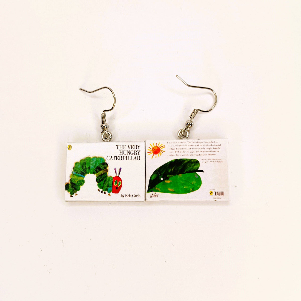 The Very Hungry Caterpillar book earrings