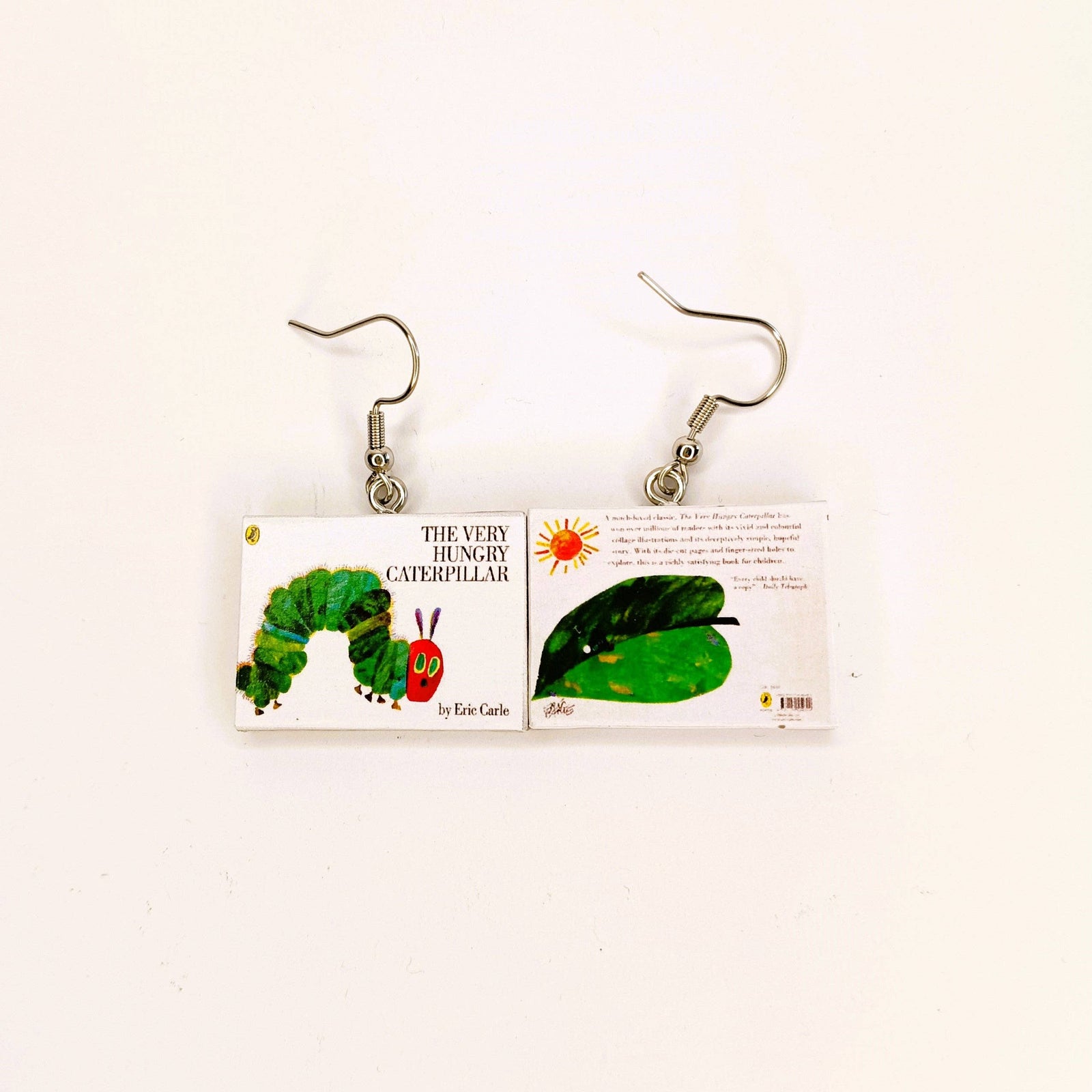 The Very Hungry Caterpillar book earrings
