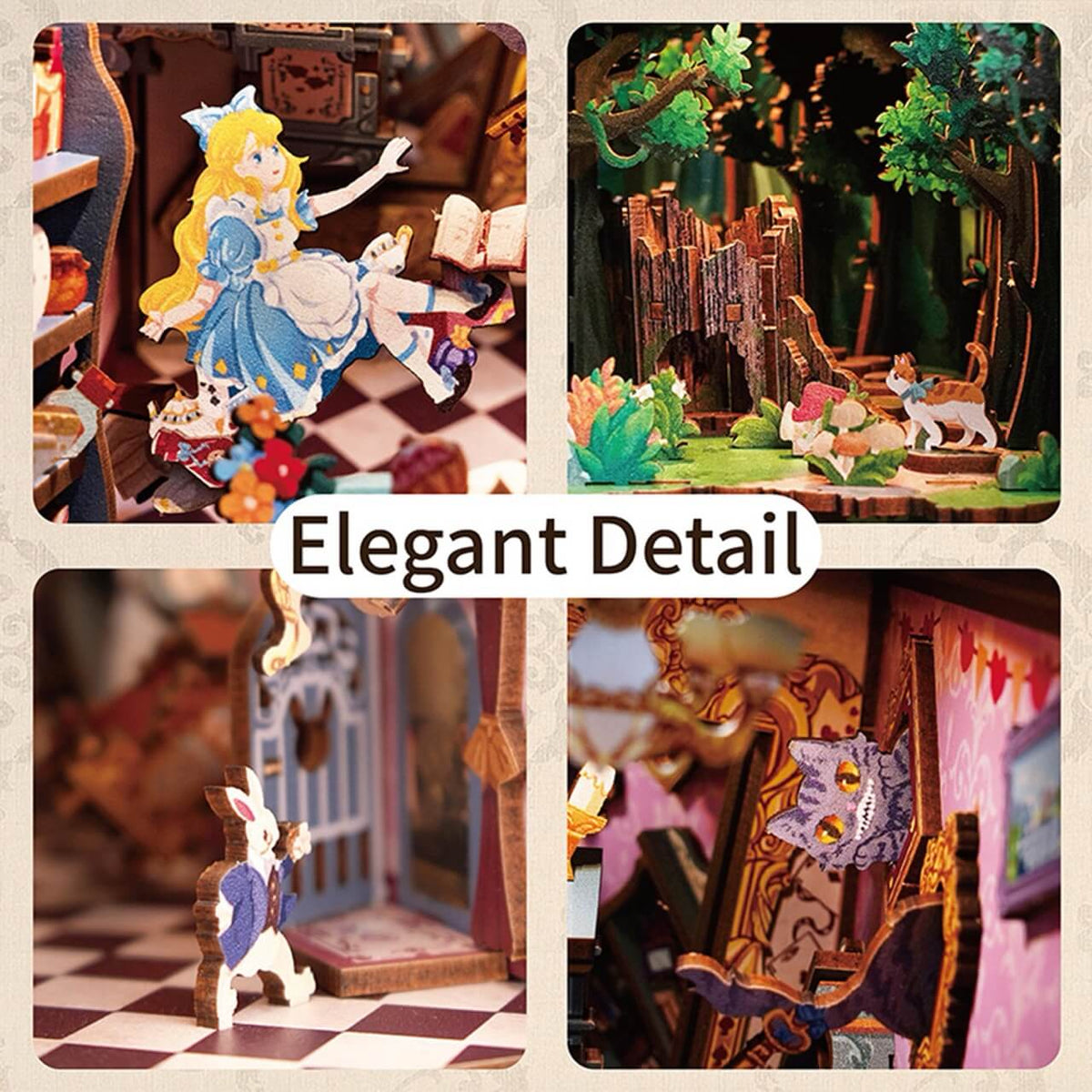 Alice in Wonderland DIY Book Nook Kit - Tonecheer