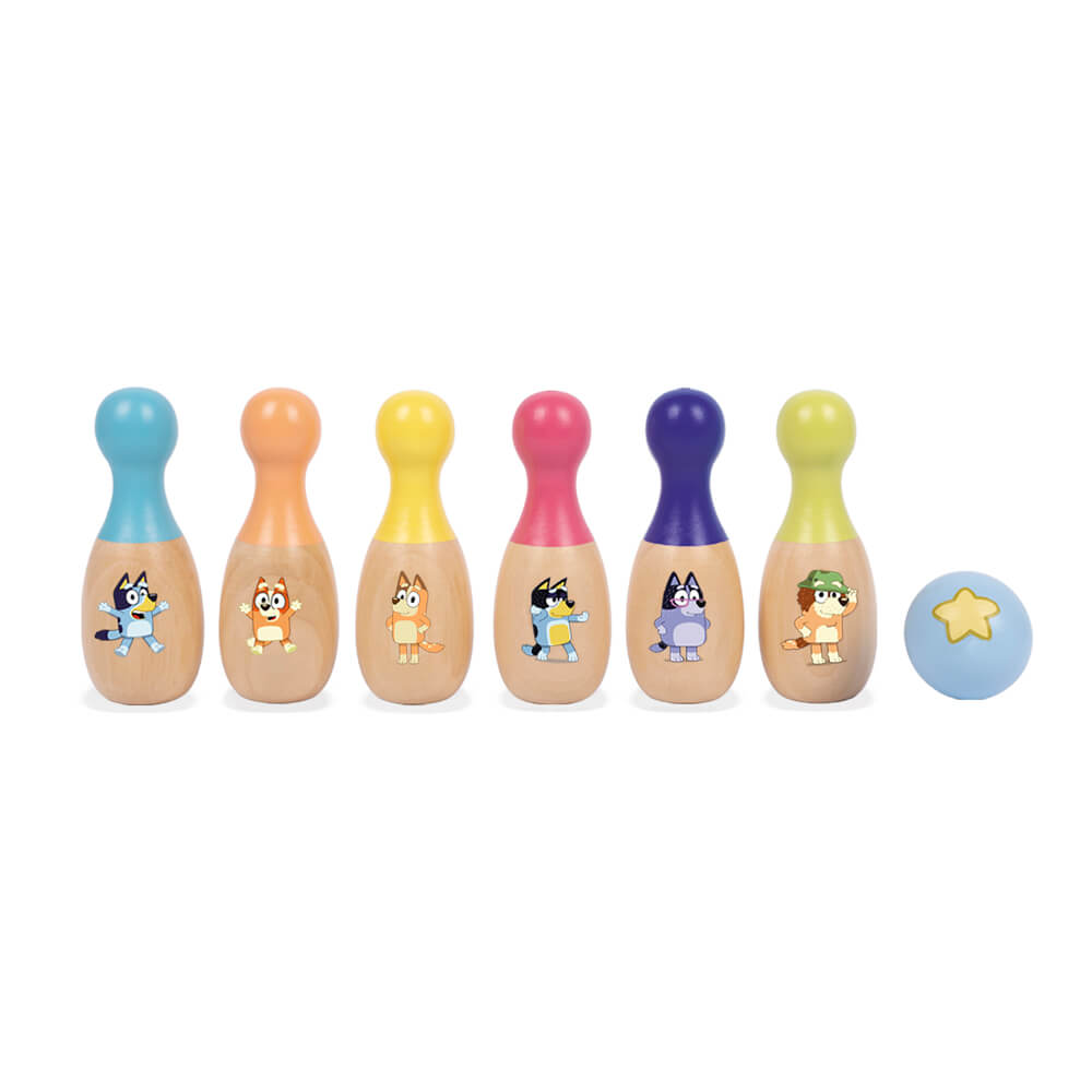 Bluey Wooden Skittles Bowling Pin Set
