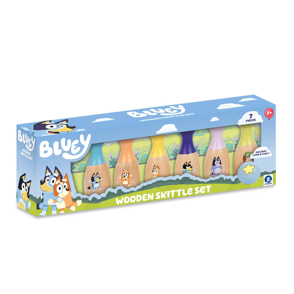 Bluey Wooden Skittles Bowling Pin Set