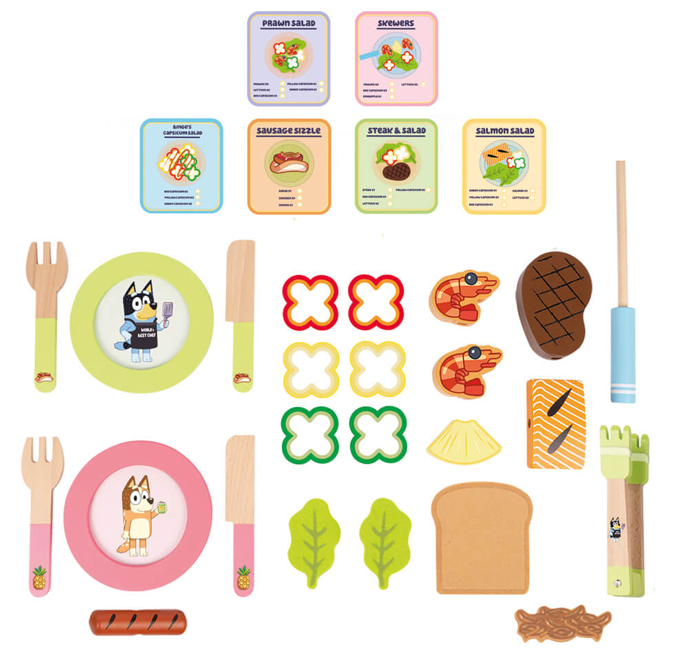 Bluey  Wooden Tabletop BBQ Playset