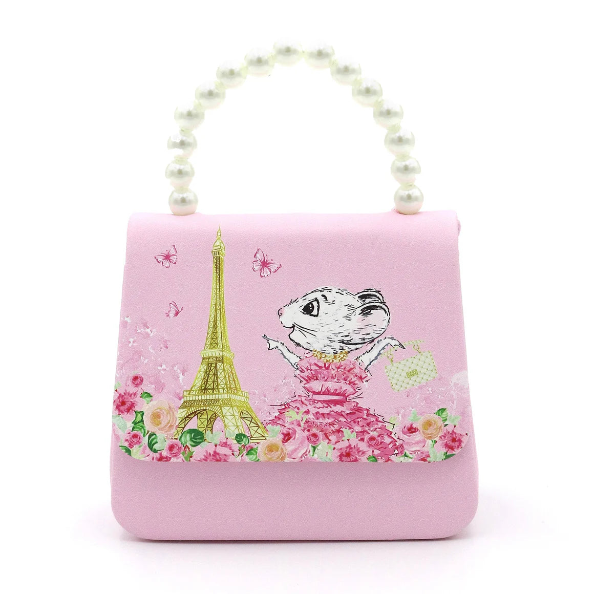 Claris Mini Handbag with Pearl Handle  - Pink Poppy