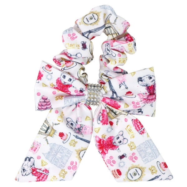 Claris Fashion Hair Scrunchie with Bow - Pink Poppy