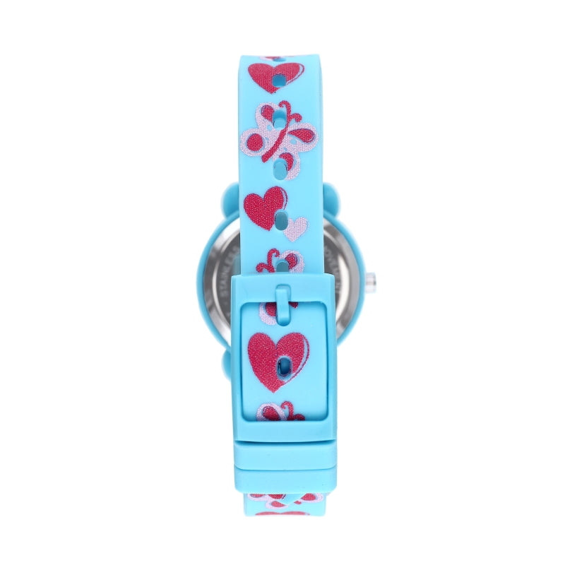 CACTUS Time Teacher Watch - Blue Flowers and Hearts