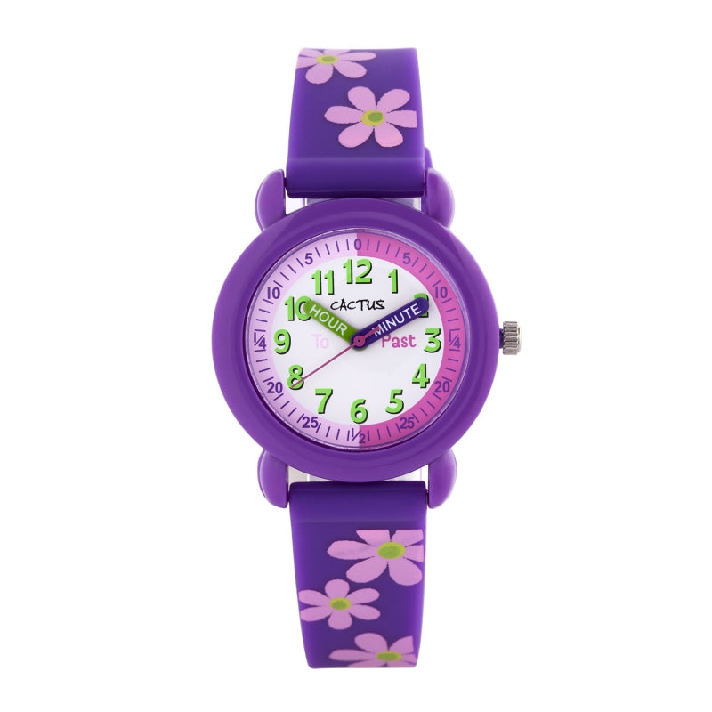 CACTUS Watch Time Teacher - Purple Flowers