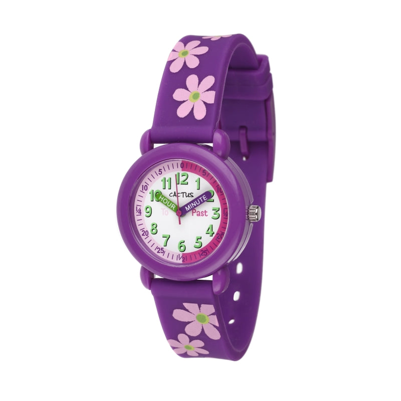 CACTUS Watch Time Teacher - Purple Flowers