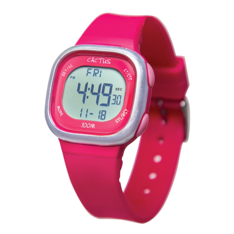 CACTUS Digital Watch - 100m water resistant Hot Pink