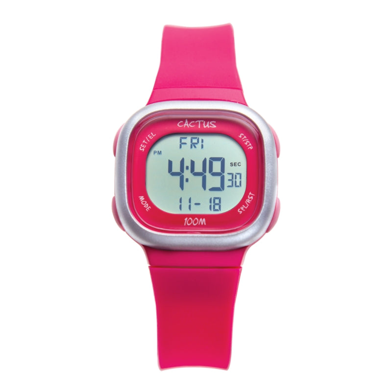 CACTUS Digital Watch - 100m water resistant Hot Pink
