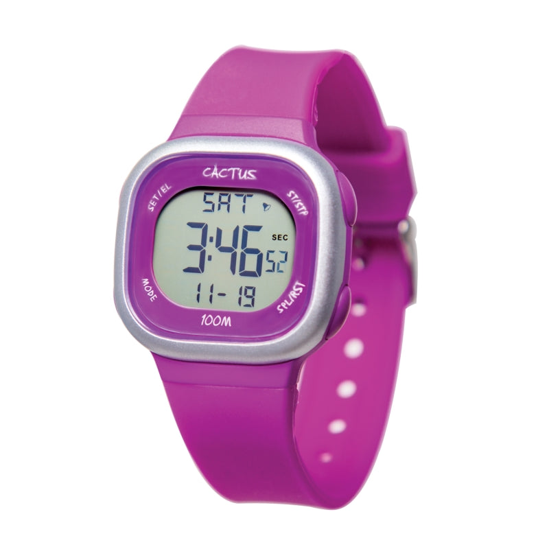 CACTUS Digital Watch - 100m water resistant Purple