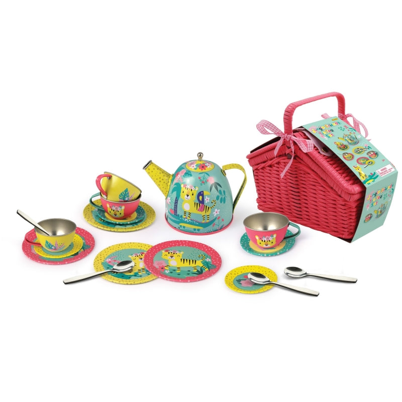 Tiger Tin Tea Set in Picnic Basket 18pcs