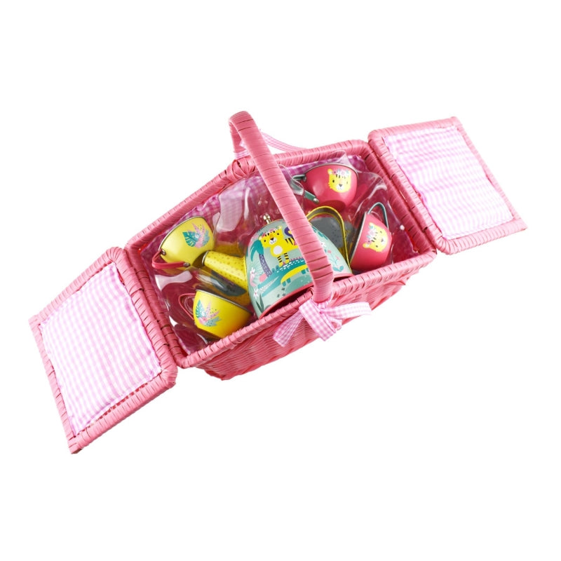 Tiger Tin Tea Set in Picnic Basket 18pcs