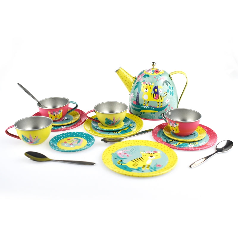 Tiger Tin Tea Set in Picnic Basket 18pcs
