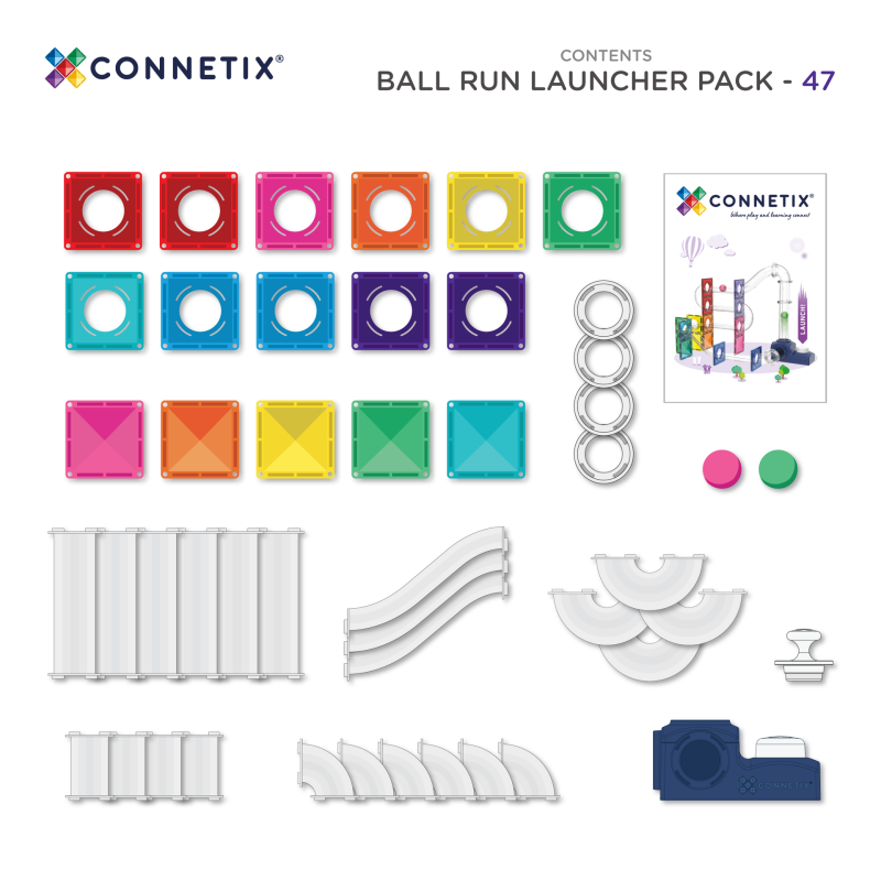 Ball Run Launcher Pack 47pc - Connetix