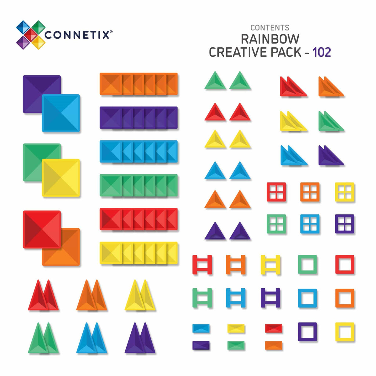 Creative Pack 102pc Magnetic Tiles - Connetix