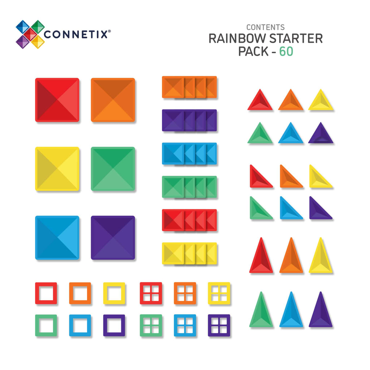 Starter Pack 60pcs Magnetic Tiles - Connetix