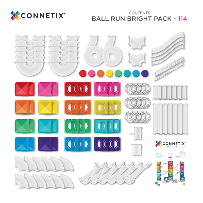 Ball Marble Run Pack 114 pieces Magnetic Tiles - Connetix