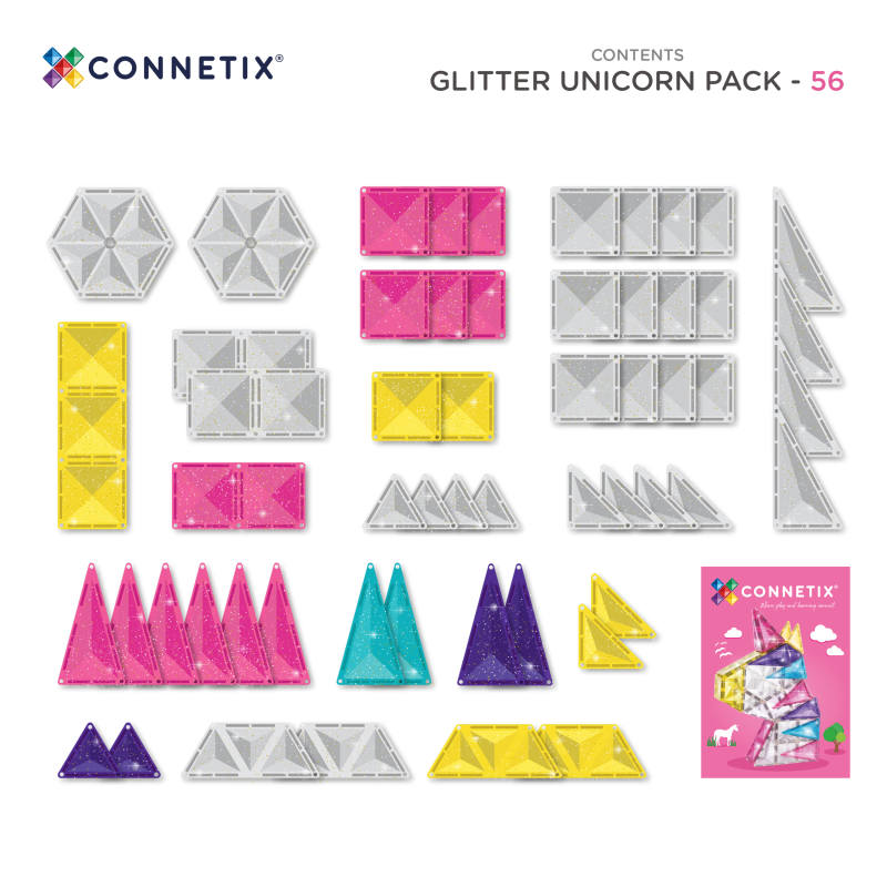 Glitter Unicorn 56pc - Connetix
