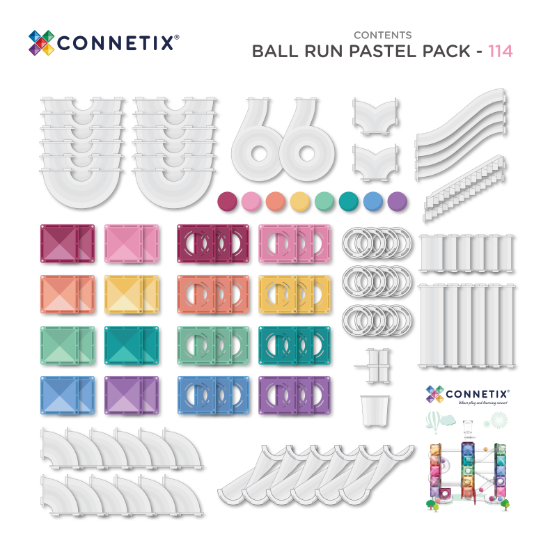 Ball Marble Run Pack 114 pieces Magnetic Tiles - Connetix