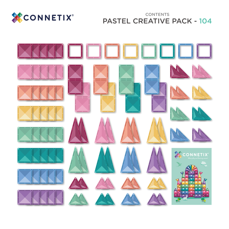 Creative Pack Pastel 104pcs Magnetic Tiles - Connetix