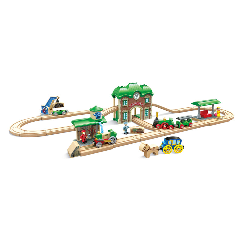 Wooden Retro Train &amp; Station Set - Hape