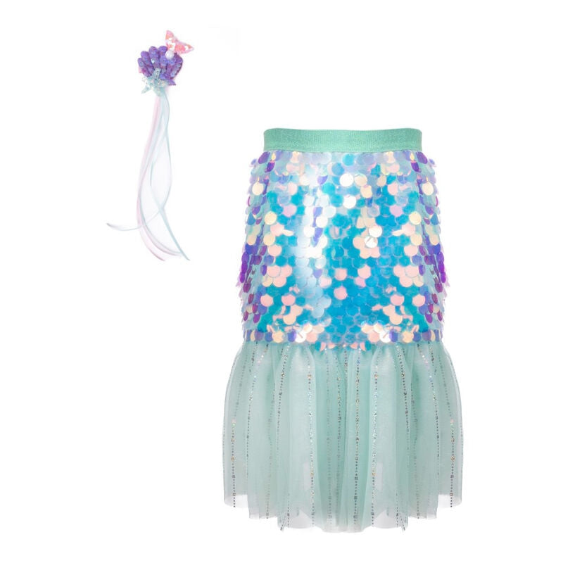 Bling Bling Mermaid Skirt & Hairclip Set Mint size 4-6 - Great Pretenders