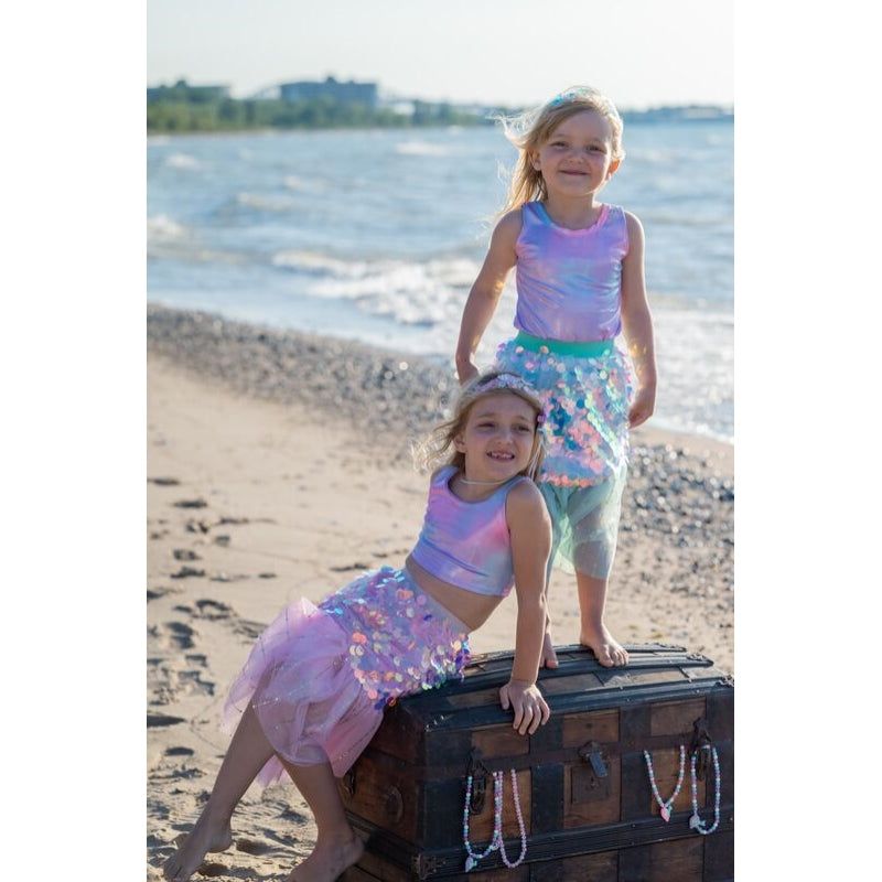 Bling Bling Mermaid Skirt &amp; Hairclip Set Mint size 4-6 - Great Pretenders