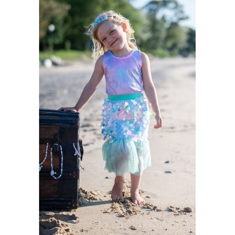 Bling Bling Mermaid Skirt &amp; Hairclip Set Mint size 4-6 - Great Pretenders