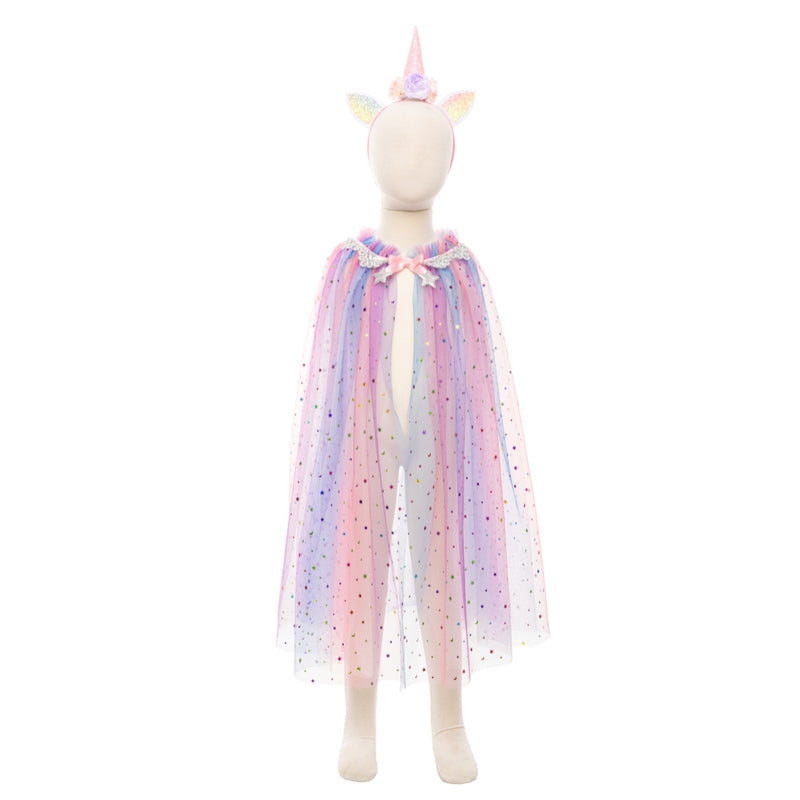 Rainbow Unicorn Cape & Headband size 4-6 - Great Pretenders
