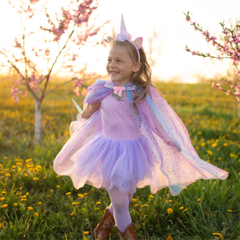 Rainbow Unicorn Cape &amp; Headband size 4-6 - Great Pretenders