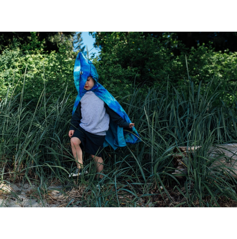 Blue Pterodactyl Hooded Cape - Great Pretenders