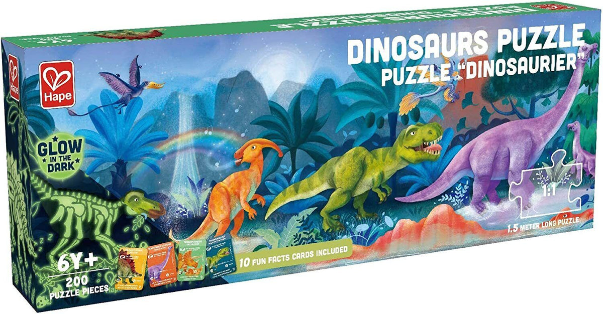 Dinosaurs 200pc Puzzle 1.5m long Glow in Dark - Hape