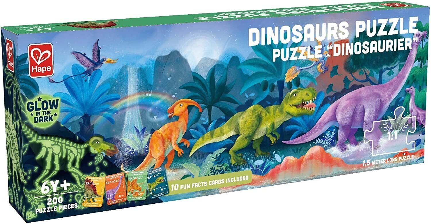 Dinosaurs 200pc Puzzle 1.5m long Glow in Dark - Hape