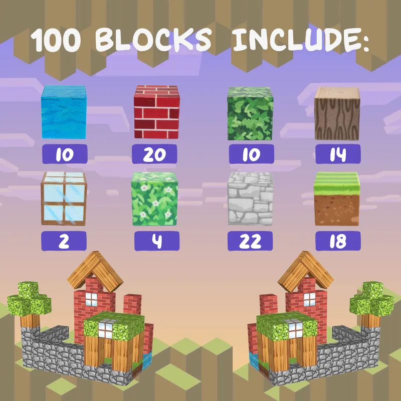 Magnetic Building Blocks 100pc Set  - Miniblox